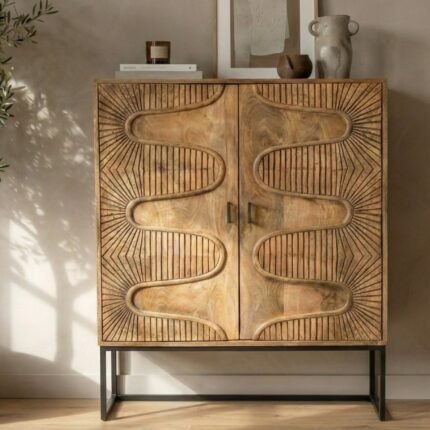 Luxury Handcrafted Wooden Cabinet for Living Room