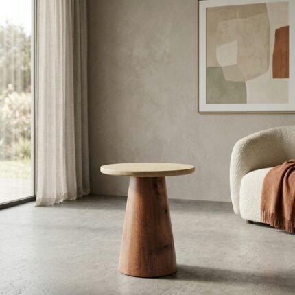 PRITI Wooden Round Side Table