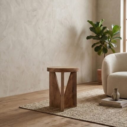 Round Solid Wood Side Table