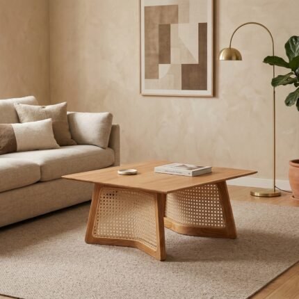 Exclusive Coffee Table with Cane and Classic Design