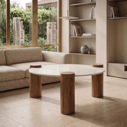 Mesa de Centro de Marmol y Madera Houston