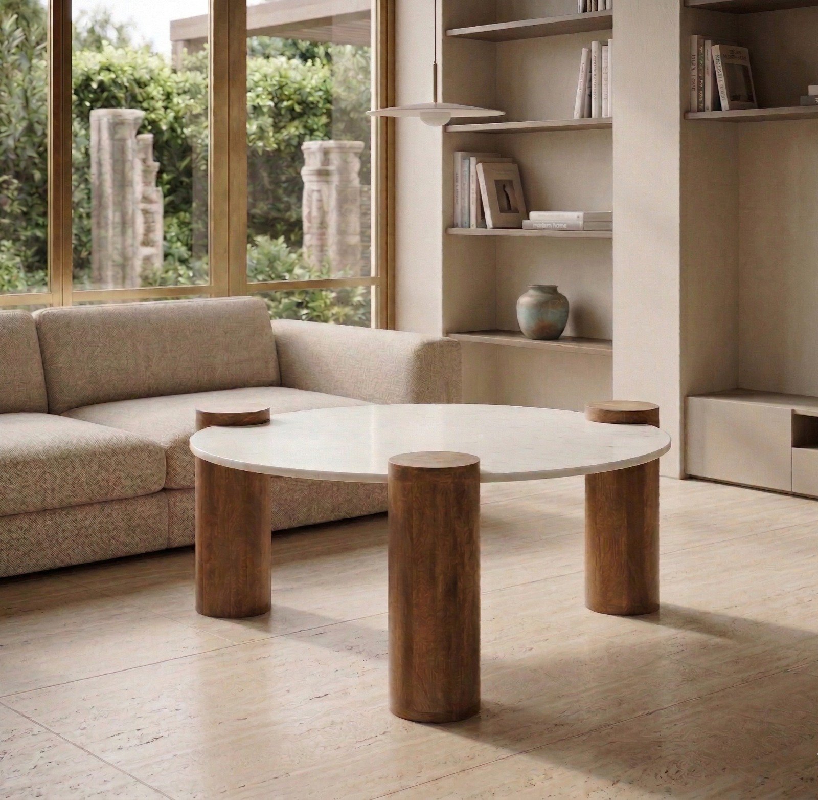 Mesa de Centro de Marmol y Madera Houston Mesa de Centro de Marmol y Madera Houston