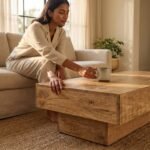 Rectangular Solid Wood Coffee Table - Image 2