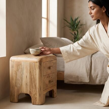 Mesita de Noche de Madera de Mango