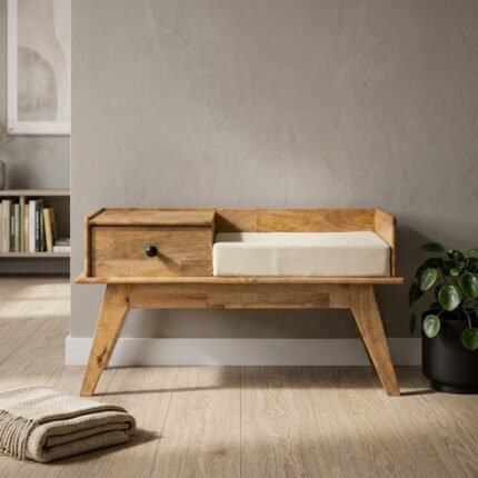 Luxury Handcrafted Wooden Telephone Bench