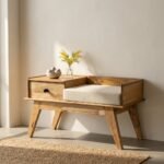 Luxury Handcrafted Wooden Telephone Bench - Image 3