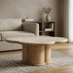 Exclusive Wooden Coffee Table with Marble Top for Home Décor - Image 3