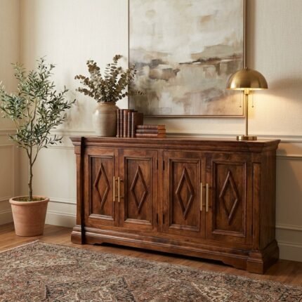 Exclusive Diamond Carved Sideboard with Stunning Detailing