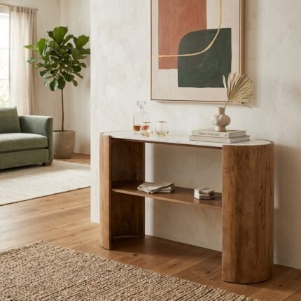 Consola de Madera de mango y mármol Varsovia