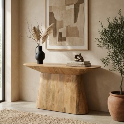 Consola ovalada de madera de mango 175x40x89cm