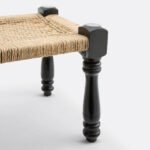 Banc indien en corde tressée et manguier  - Image 2