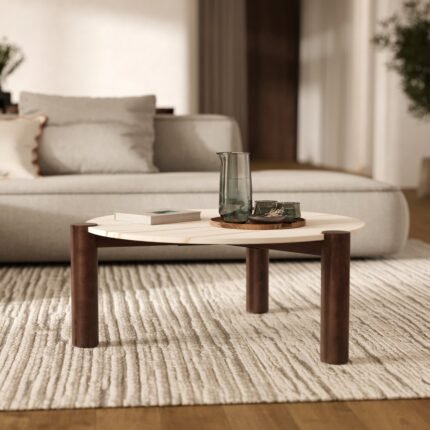 Table basse ronde en marbre et