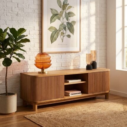 Meuble TV en chêne huilé – design moderne