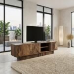 Meuble TV 200 cm end Maguire Massif Marron – Sculpté & Grand Rangement - Image 2