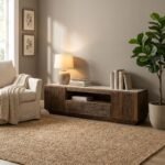 Meuble TV en bois recyclé et plateau - Image 2