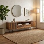 Grand Meuble TV 205cm en Bois Massif Recyclé & Métal Noir - Image 3