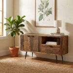 Meuble TV 115cm en Bois Massif Recycle & Metal Noir - Image 5