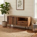 Meuble TV 115cm en Bois Massif Recycle & Metal Noir - Image 6