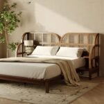 Priti FURNITURE solid wood and rattan bed - Image 4