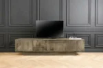 Meuble TV 200 cm en Bois de Manguier Massif Grisé – Sculpté & Spacieux - Image 4