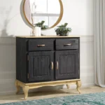 Wood Buffet Sideboard Black 2-Door