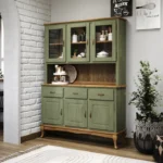 Green Wooden Kitchen Hutch Cabinet