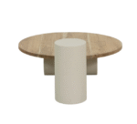 Table basse ronde Dalva en bois d’acacia et pieds effet béton - Image 4