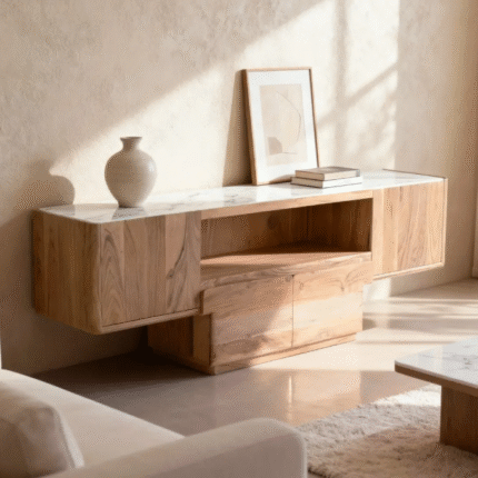 Meuble TV end T end Boi's acacia et Marber