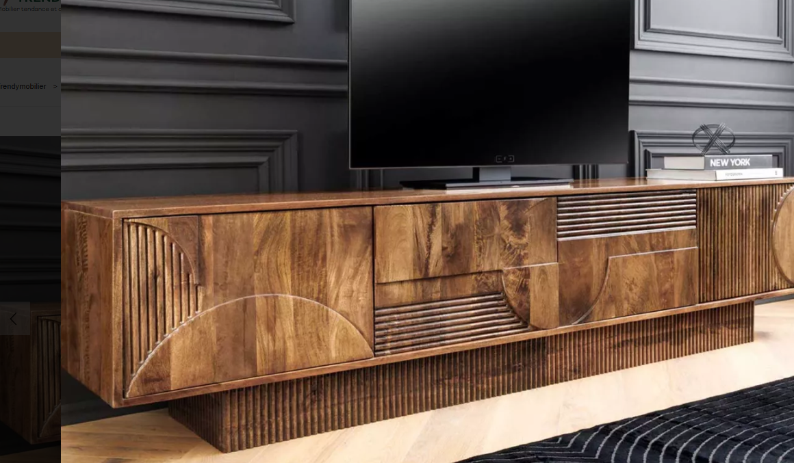 Meuble TV 200 cm end Maguire Massif Marron – Sculpté & Grand Rangement Meuble TV 200 cm end Maguire Massif Marron – Sculpté & Grand Rangement