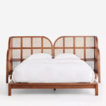 Priti FURNITURE solid wood and rattan bed - Image 3