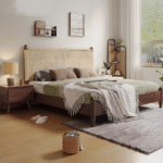 Natural Rattan Solid Wood King Bed - Image 5