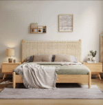 Natural Rattan Solid Wood King Bed - Image 4