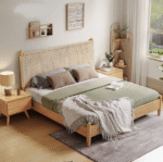 Natural Rattan Solid Wood King Bed - Image 3