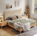 Natural Rattan Solid Wood King Bed - Image 2