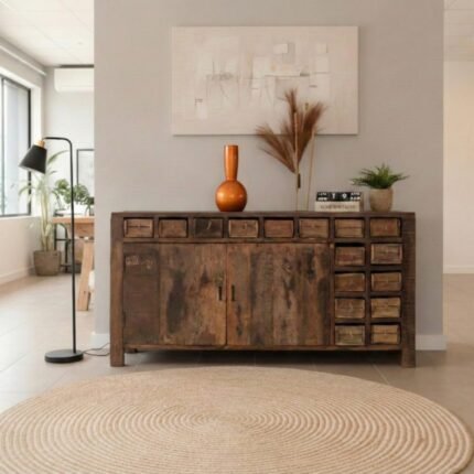 Buffet bas 2 portes en bois massif