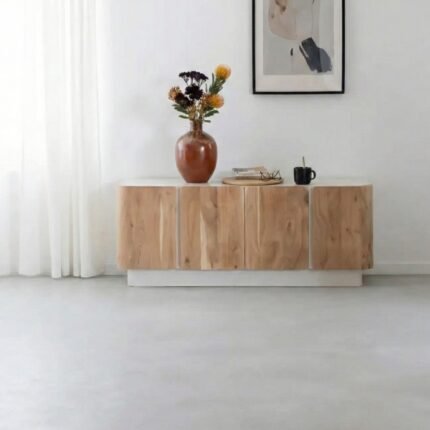 Buffet en bois de manguier blanchi et acacia naturel