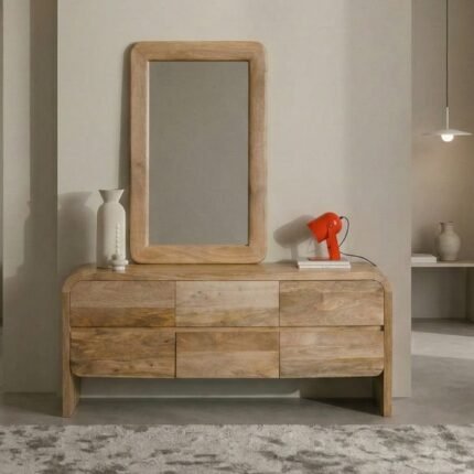 Aparador Baixo em Madeira de Manga com 6 Gavetas Vanile