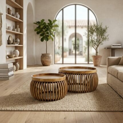 Lot de 2 tables basses rondes en