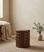 Mesa Lateral Redonda de Madeira de Manga