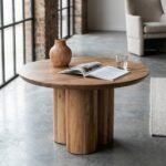 PRITI Designer Coffee Table in Solid Tripod (Solid Wood )