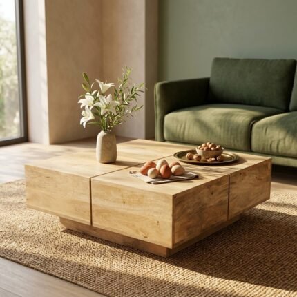 Table basse carrée en manguier