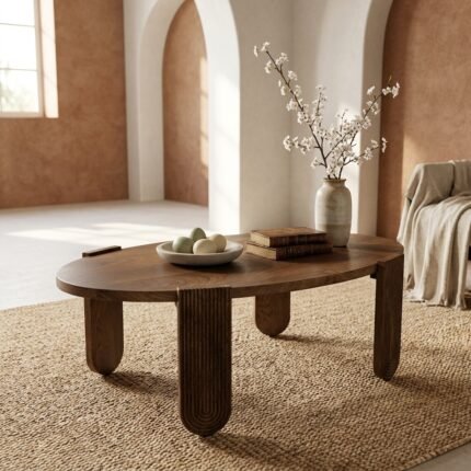 Table basse ovale en manguier massif