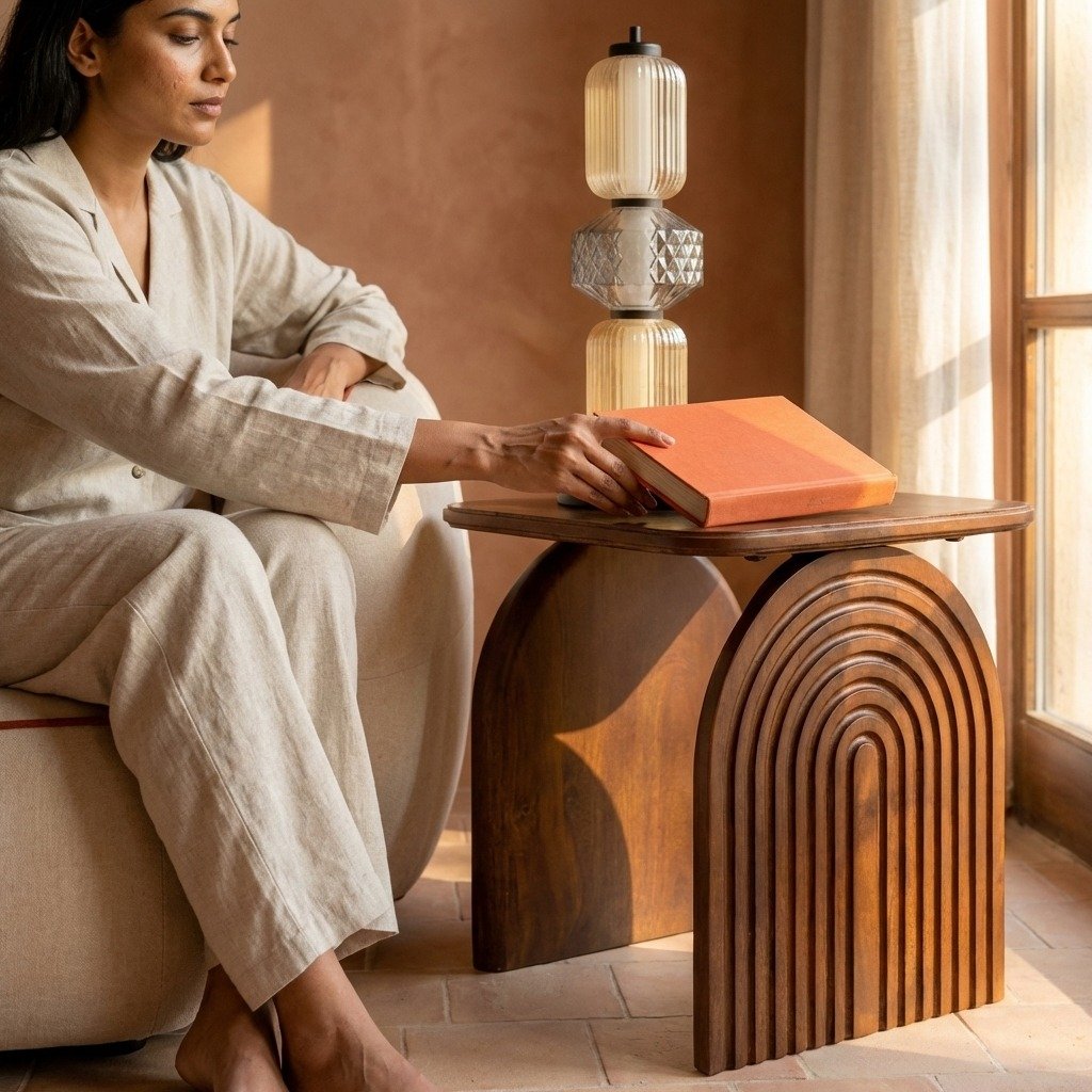 Mesa Lateral Quadara de Madeira de Manga Mesa Lateral Quadara de Madeira de Manga