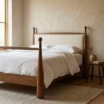 Mid-Century Solid Wood Designer Bed - Image 3