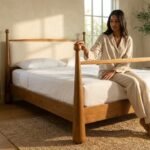 Mid-Century Solid Wood Designer Bed - Image 2