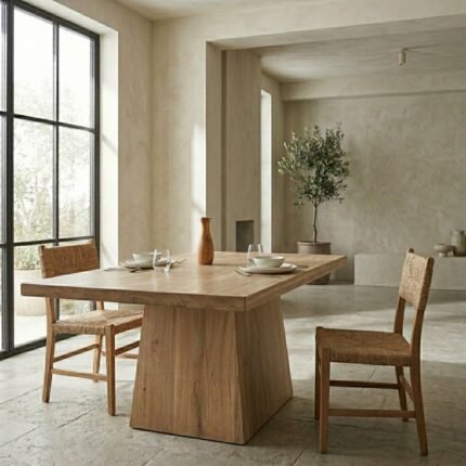 Mesa de comedor rectangular de madera maciza