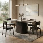 Table de Séjour 200 cm en Manguier Marron – Plateau Bateau & Pied Sculpté - Image 3