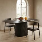 Table de Séjour 200 cm en Manguier Marron – Plateau Bateau & Pied Sculpté - Image 2