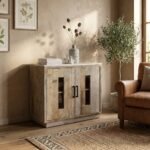 Buffet en marbre et bois de manguier