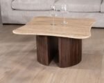 Table basse en travertin et manguier
